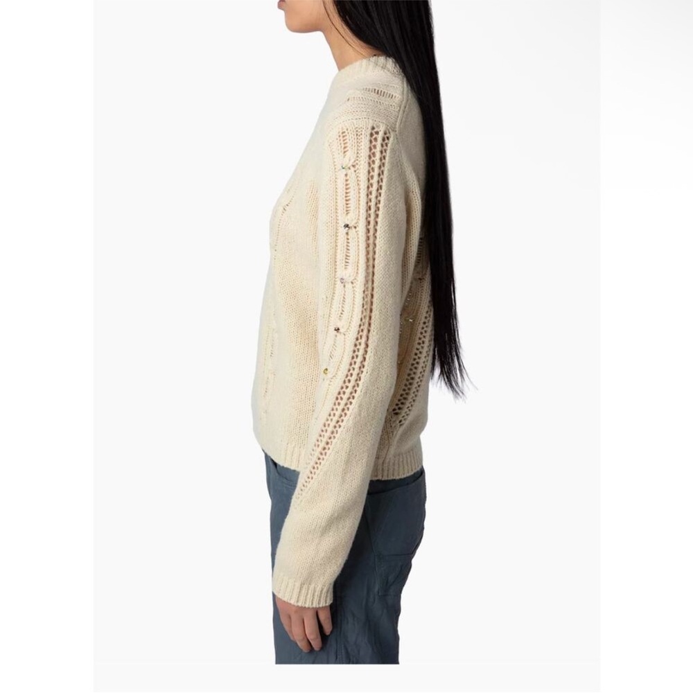 Zadig & Voltaire Morley Rhinestone Embellished Cable-Knit Sweater NEW size large - Picture 7 of 12